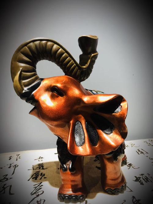 福禄金象铜雕工艺品摆件