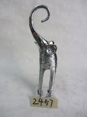 【树脂陶瓷工艺品动物(昂首长腿银色大象)大耳】价格,厂家,图片,塑料、树脂工艺品,德化县印艺印刷有限责任公司-